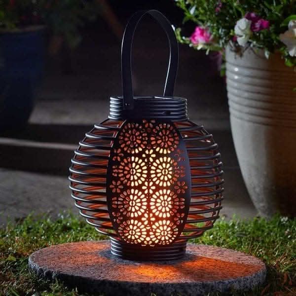 Ferrara Solar LED Lantern Warm White Hanging Garden Light 20cm