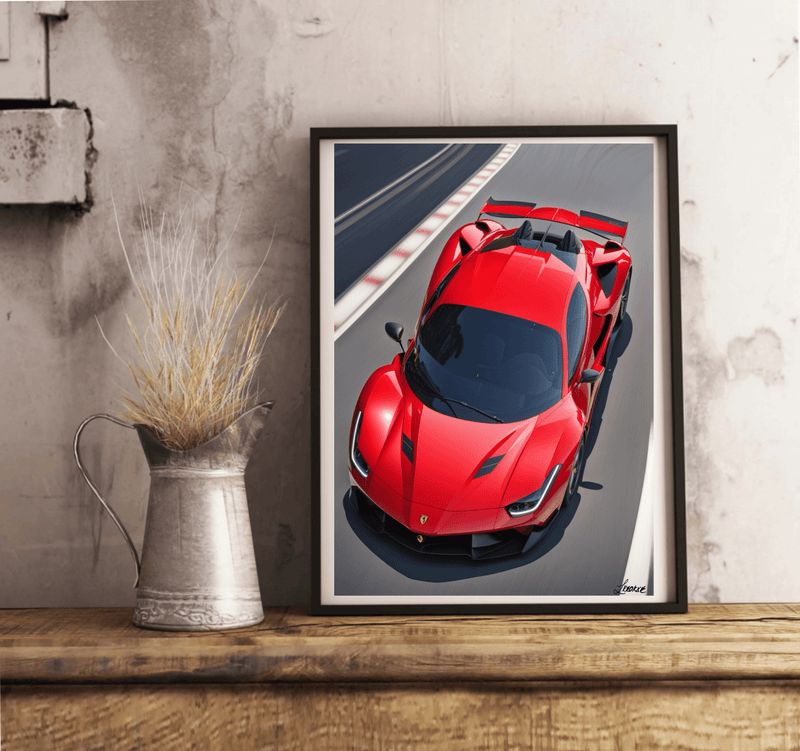 Red Supercar Wall Art | Italian Speed Print for Car Lovers
