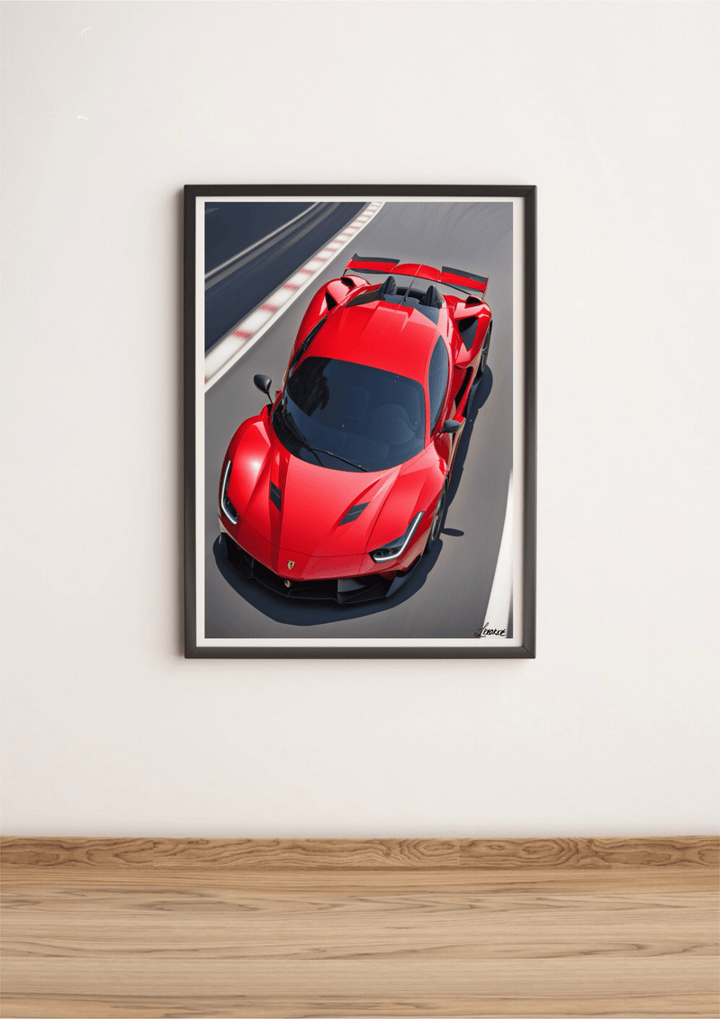 Red Supercar Wall Art | Italian Speed Print for Car Lovers
