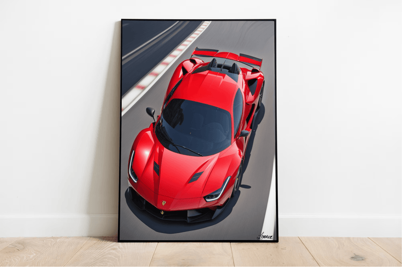 Red Supercar Wall Art | Italian Speed Print for Car Lovers