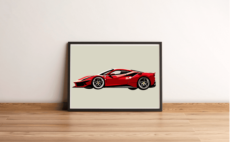 Ferrari SF90 Stradale – Minimalist Red Car Print