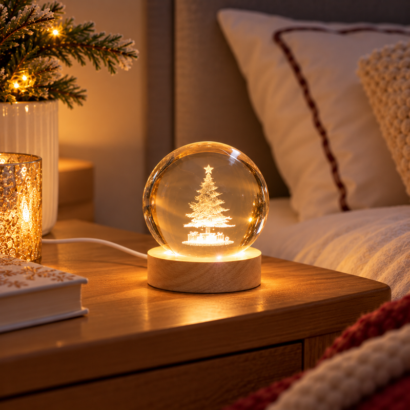 3D Christmas Tree Crystal Ball Light