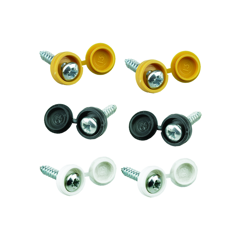 Number Plate Fixing Kit Self-tapping Flip Top Screws - 6 pack