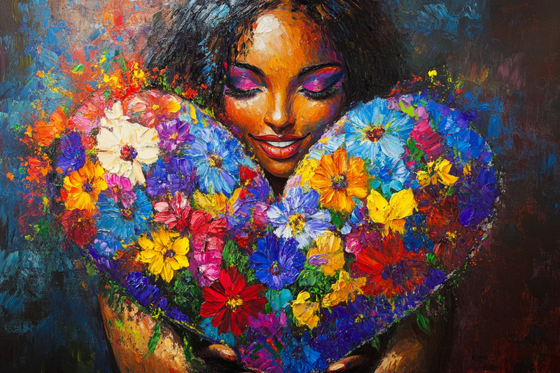 Floral Heart Embrace Canvas