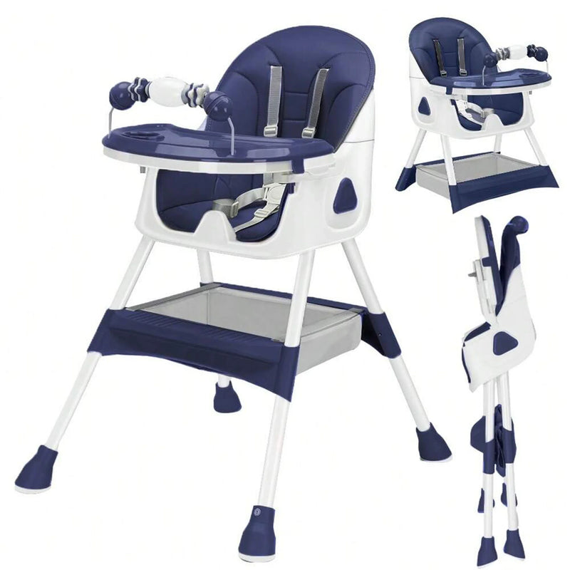 Foldable Baby High Chair - 6+ Months, Anti-Slip & Toy Rack, Easy Clean