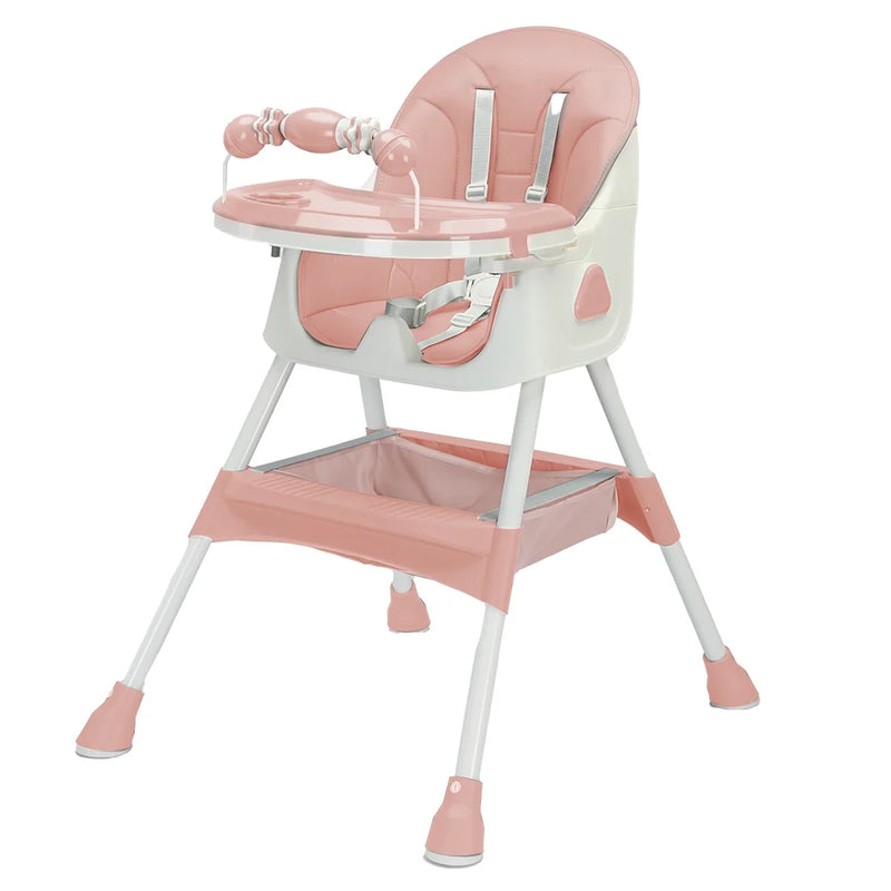 Foldable Baby High Chair - 6+ Months, Anti-Slip & Toy Rack, Easy Clean