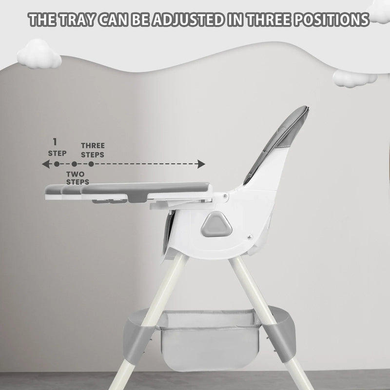 Foldable Baby High Chair - 6+ Months, Anti-Slip & Toy Rack, Easy Clean