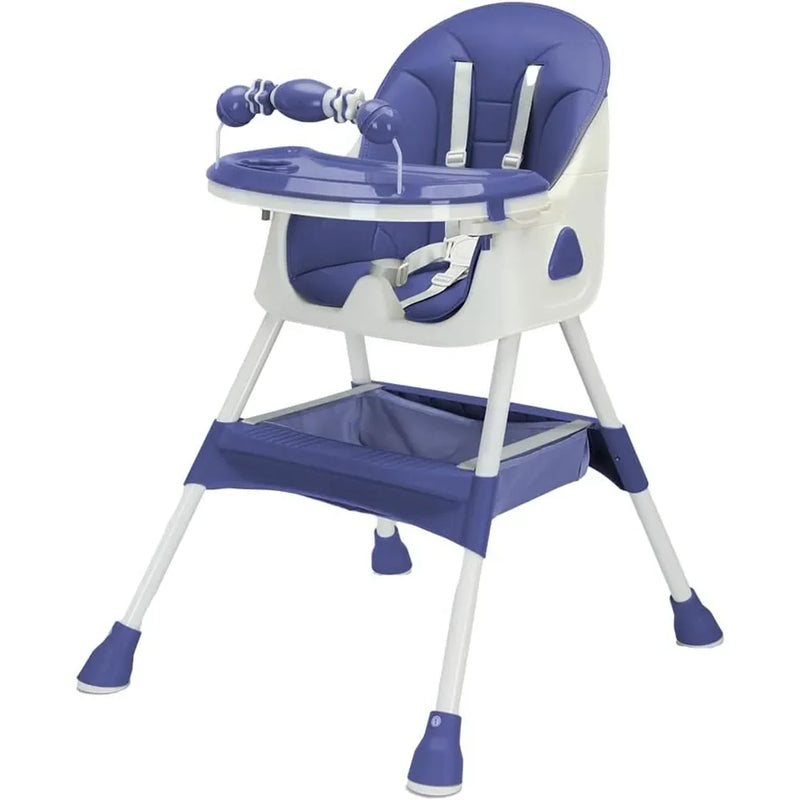 Foldable Baby High Chair - 6+ Months, Anti-Slip & Toy Rack, Easy Clean