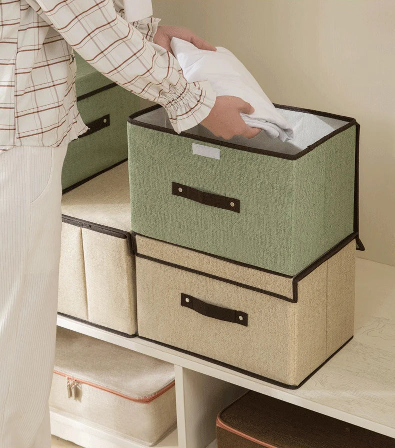 Foldable Fabric Drawer Organiser - Dustproof Storage Box with Handle Home Wardrobe