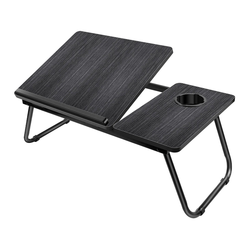 Foldable Laptop Bed Table Desk with Cup Holder & Device Stand Black Portable