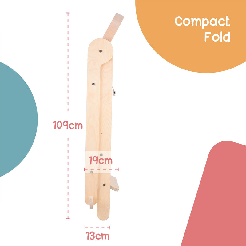 MamaToyz Folding Learning Tower - Natural Beech Wood Montessori Child Safety Platform