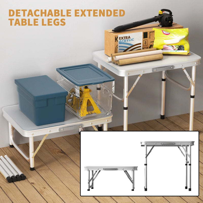 Folding Picnic Table Outdoor Portable – Adjustable Height Compact Camping Table