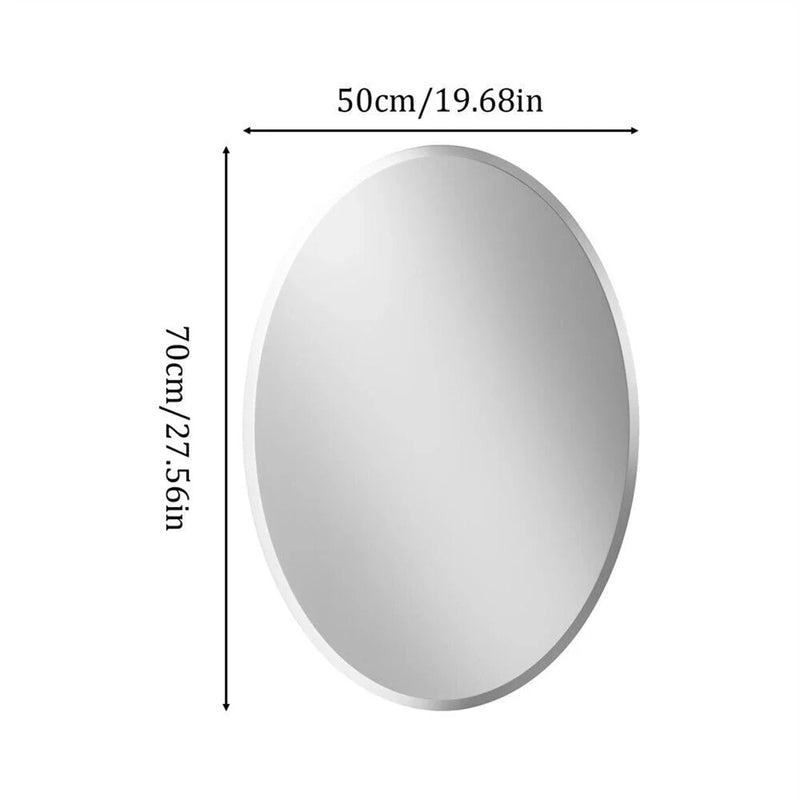 Frameless Oval Wall Mirror HD Bevelled Silver Edge Vanity Mirror Bathroom Large