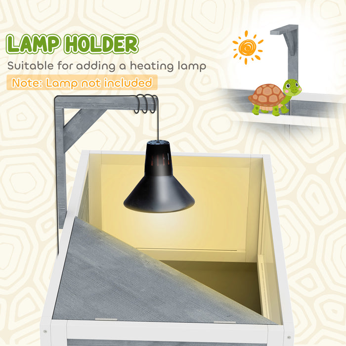 PawHut Wooden Tortoise House with Storage Shelf, Clear Observation Windows