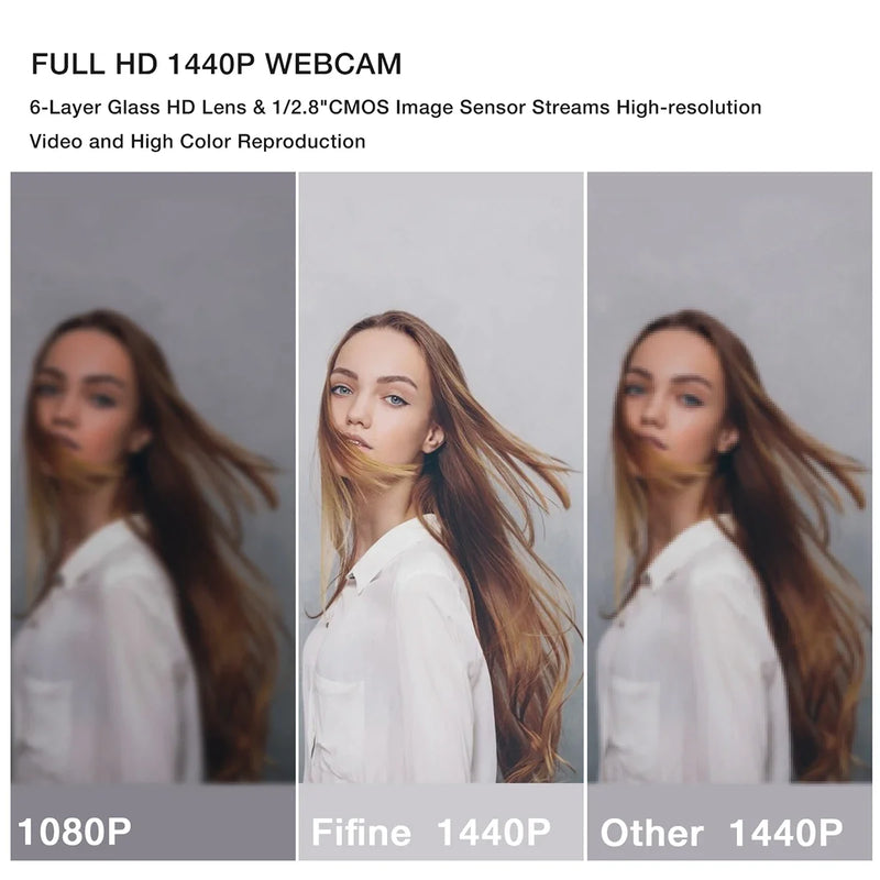 1440p Full HD USB Webcam with Microphone & Tripod for PC Desktop & Laptop - Live Streaming & Video Calling Camera