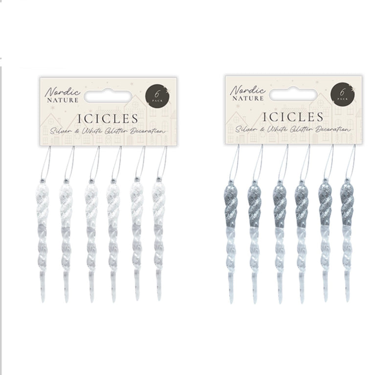 Acrylic glitter icicles 6 pack