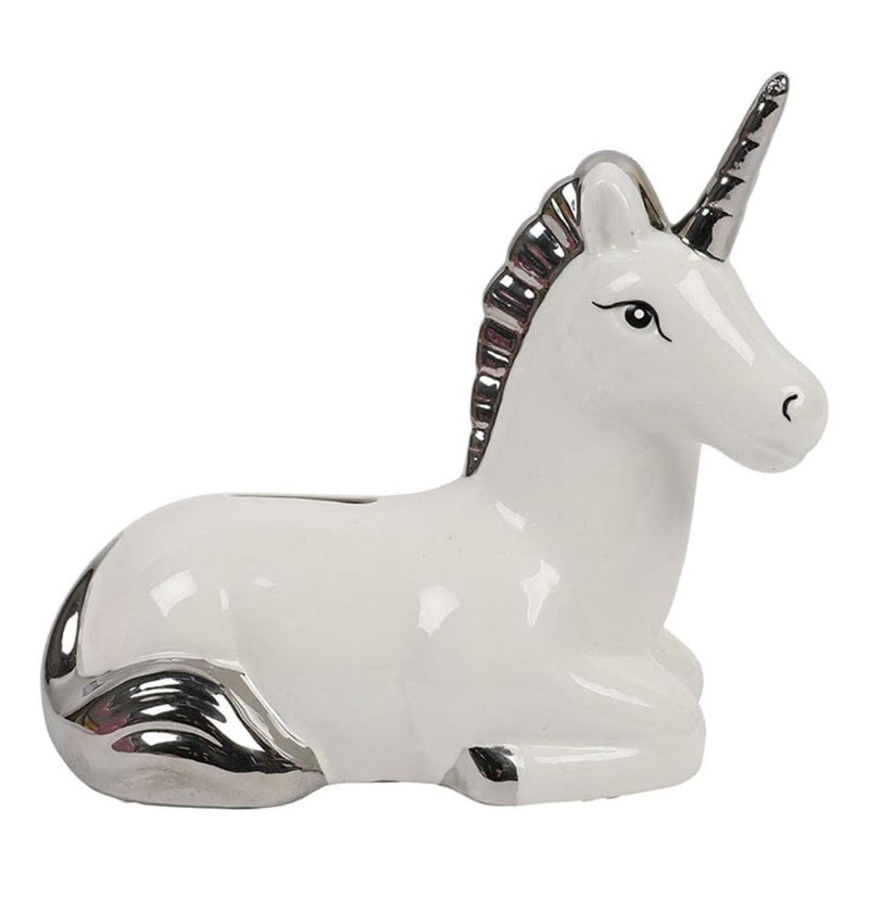 18cm Silver Plated Unicorn Money Box