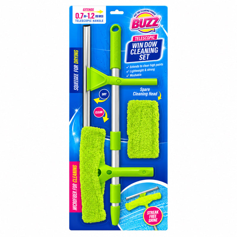 Telescopic window cleaning set