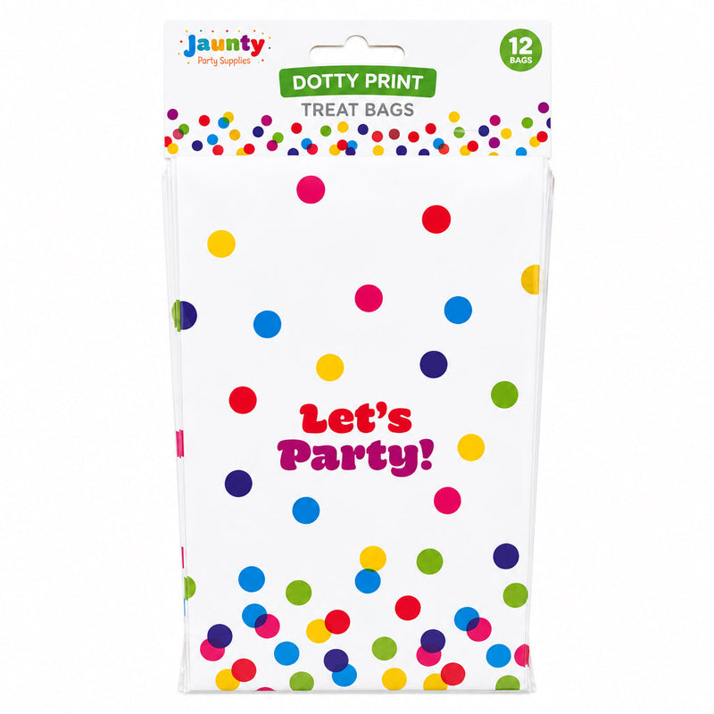 Confetti print paper treat bags 12 pack