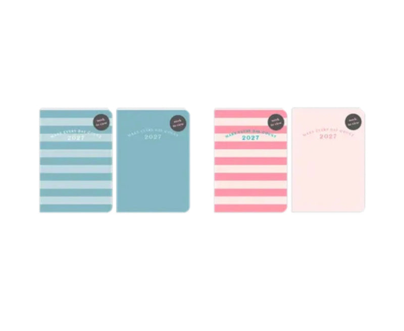 2027 week to view diary - pink/turquoise