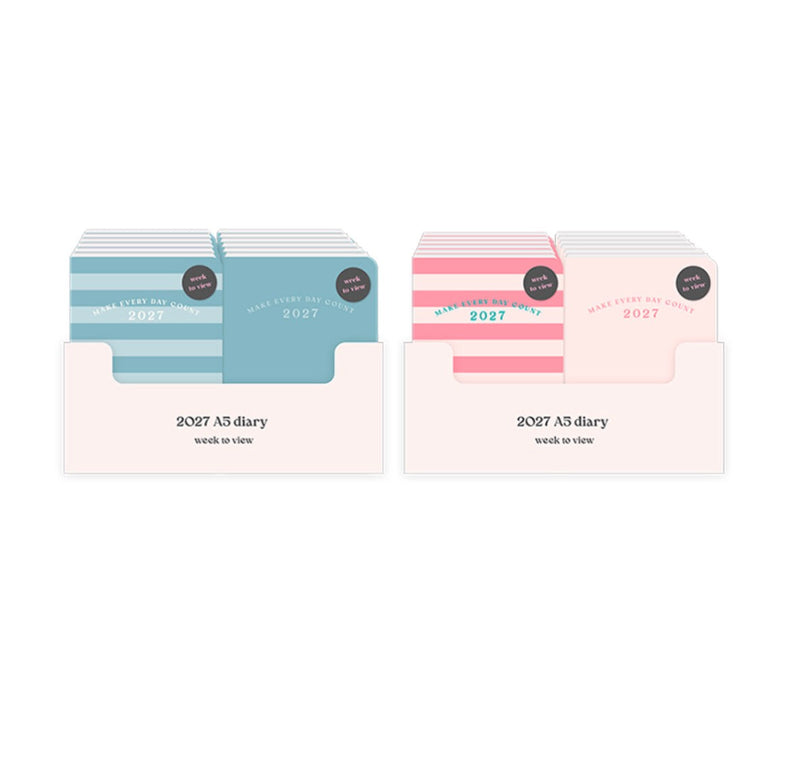 2027 week to view diary - pink/turquoise