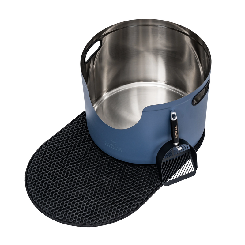 Fussy Cat - The Blue Litter Box, 48 Litres. With Litter Mat & Scoop.