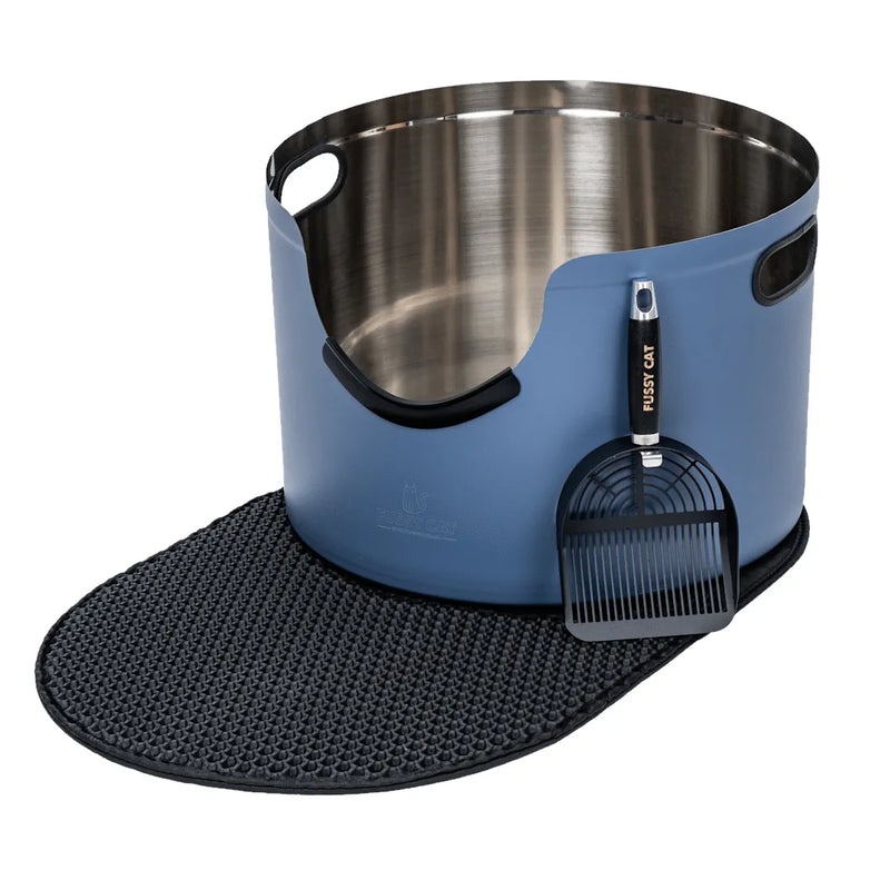 Fussy Cat - The Blue Litter Box, 48 Litres. With Litter Mat & Scoop.