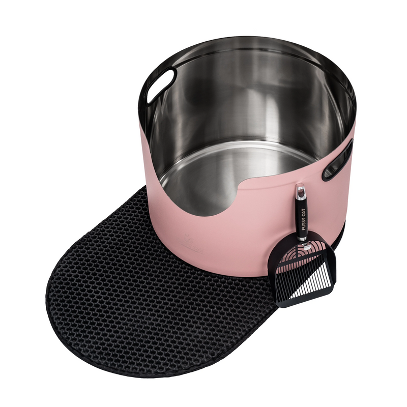 Fussy Cat - The Pink Litter Box, 48 Litres. With Litter Mat & Scoop.