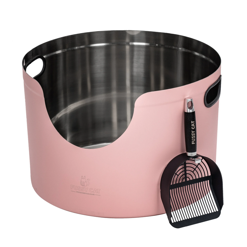 Fussy Cat - The Pink Litter Box, 48 Litres. With Litter Mat & Scoop.