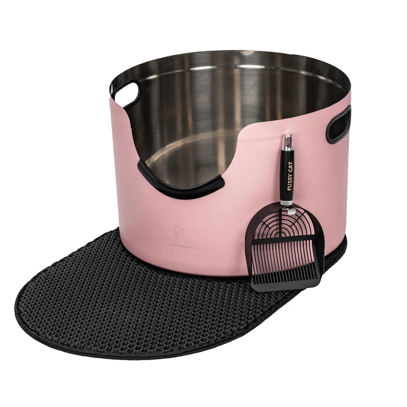 Fussy Cat - The Pink Litter Box, 48 Litres. With Litter Mat & Scoop.