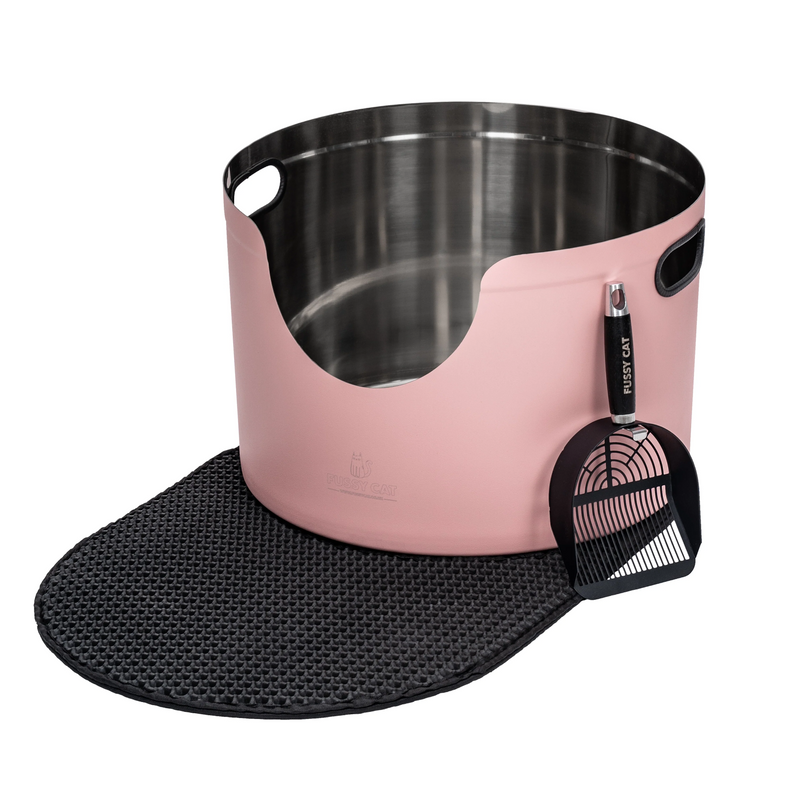 Fussy Cat - The Pink Litter Box, 48 Litres. With Litter Mat & Scoop.