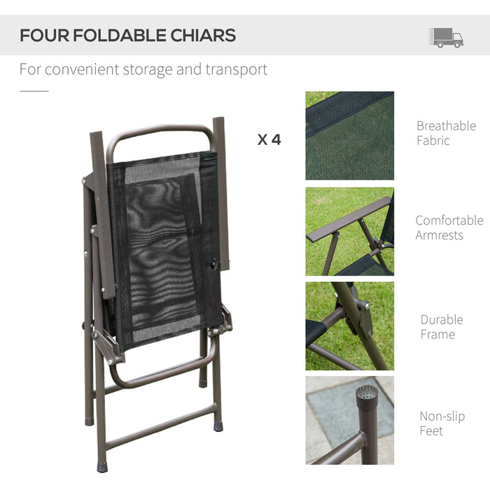 6 Pcs Bistro Set, Texteline-Black