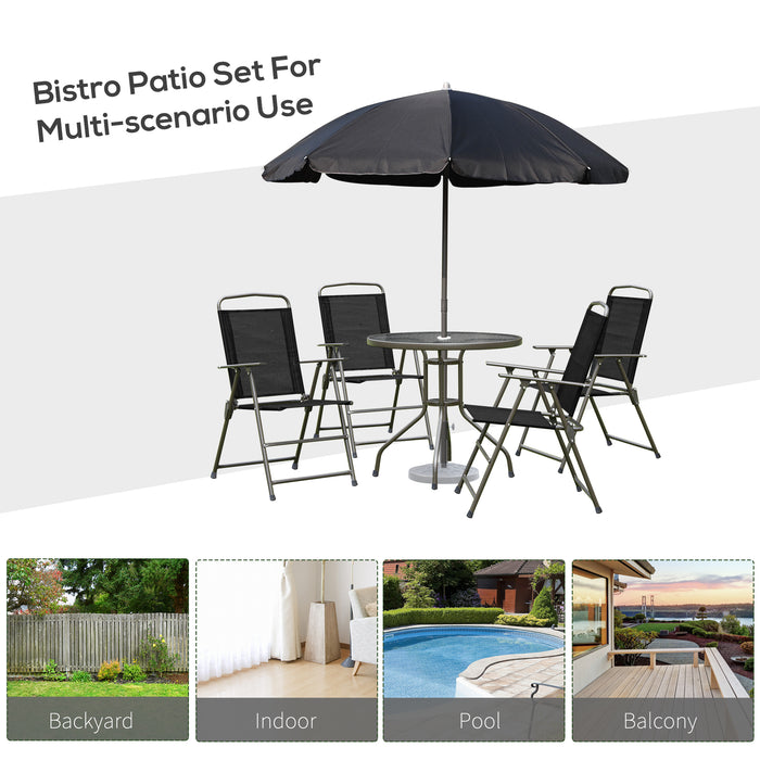 6 Pcs Bistro Set, Texteline-Black