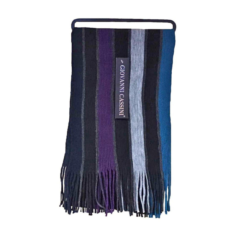 Mens Italian Inspired Warm Knitted Striped Winter Scarf