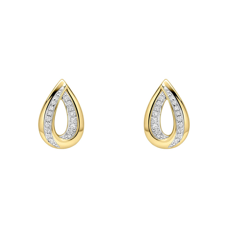 Elements Gold Cut Out Diamond Teardrop Earrings