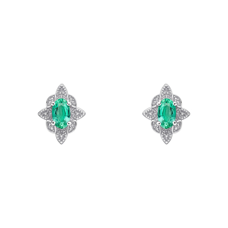 Elements Gold Emerald Art Deco Stud Earrings
