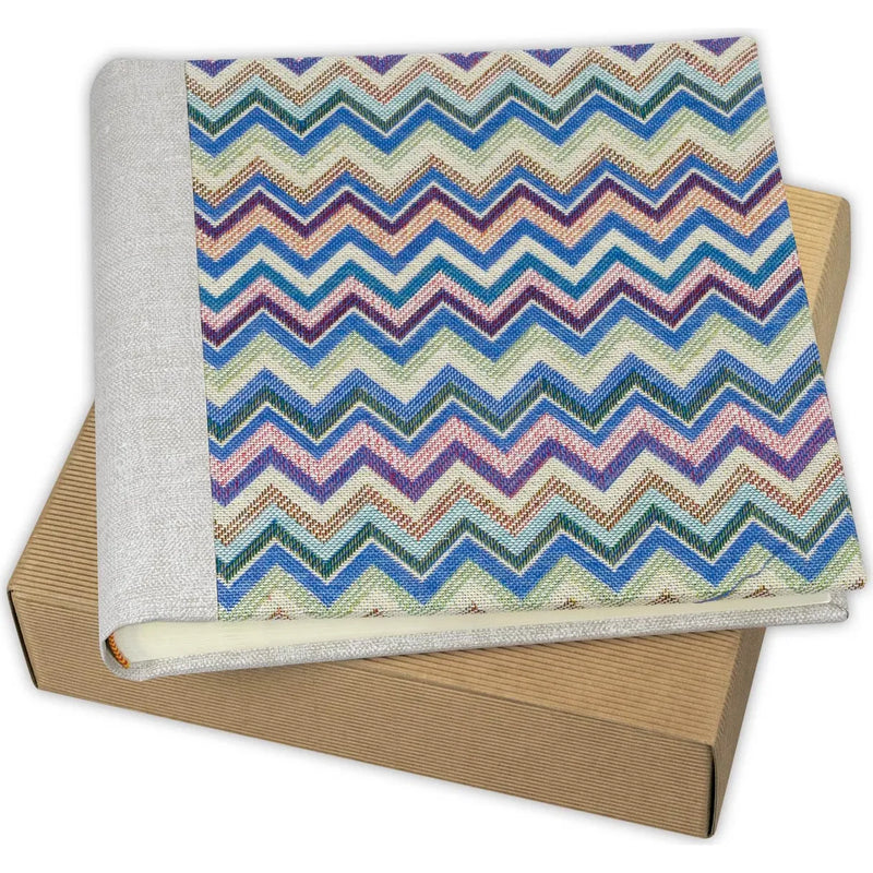 ZEP Ines Blue Geometric Traditional Photo Album – Handmade Italian Memory Album