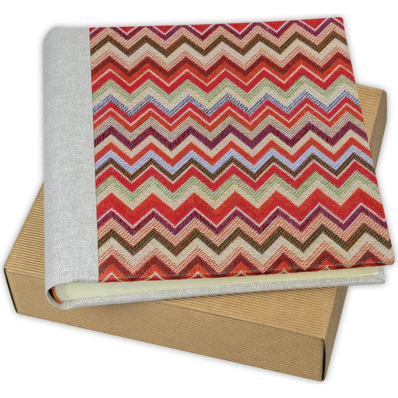 ZEP Ines Red Geometric Photo Album 25x25cm – Handmade Italian Traditional Album 30 Pages