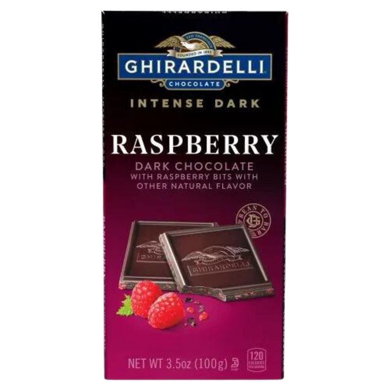 Ghirardelli Dark Chocolate Raspberry Radiance Bar | 100g | BB End April 26