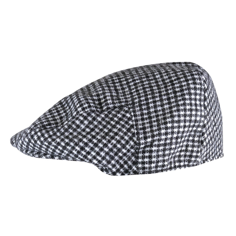 Mens Checked Wool Blend Traditional Flat Cap