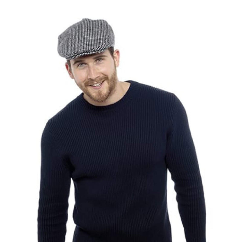 Mens Checked Wool Blend Traditional Flat Cap