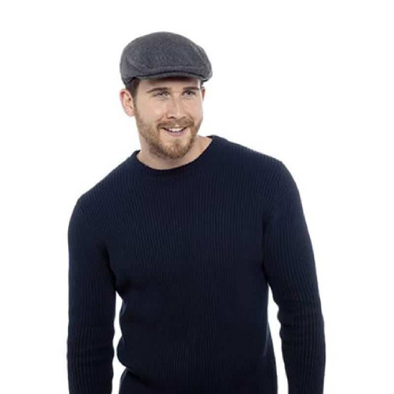 Mens Checked Wool Blend Traditional Flat Cap