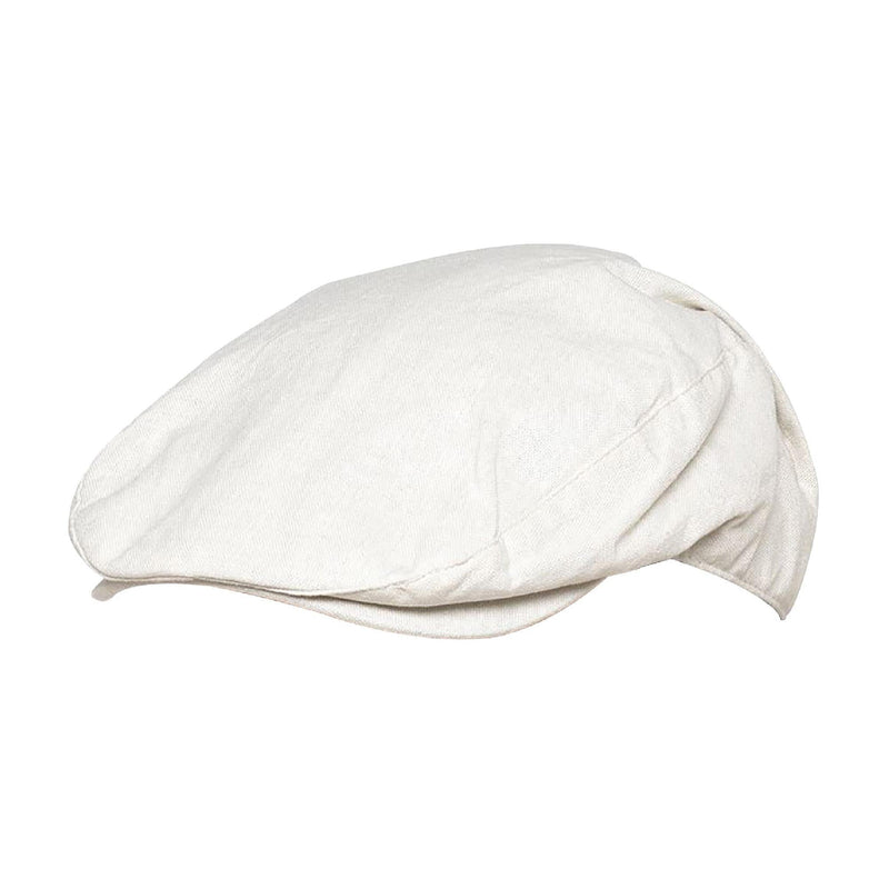 Mens Linen Flat Cap Vintage Style in Cream & Denim Blue