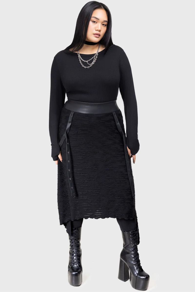 Killstar Gloomara Textured Jersey Skirt