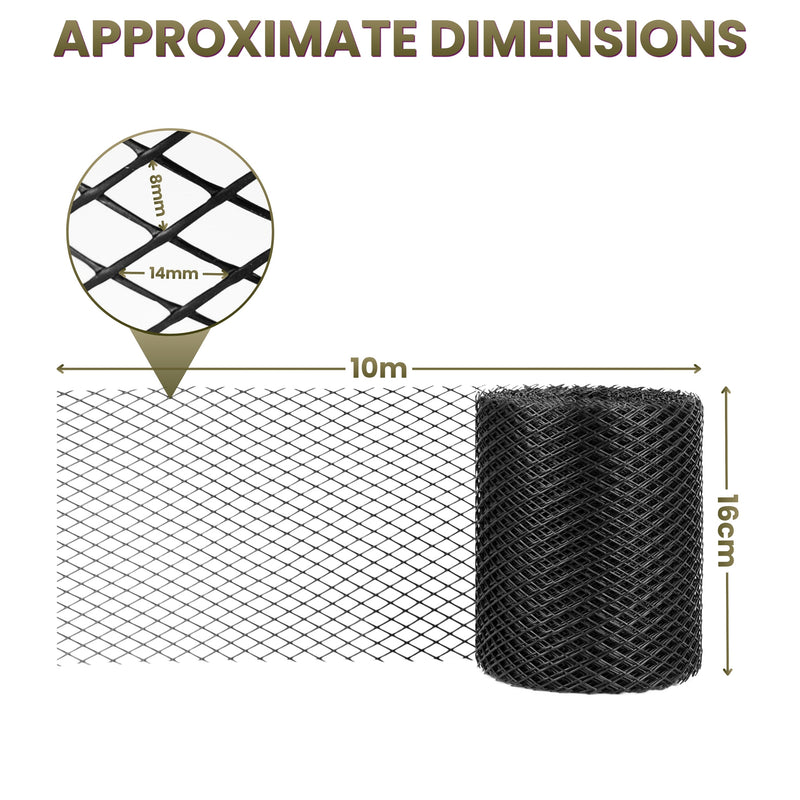 Black Gutter Mesh Guard (16cm x 10m)