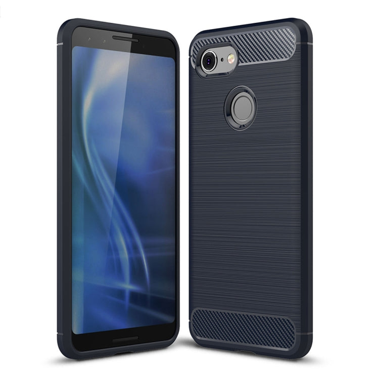 Brushed Texture Carbon Fiber Shockproof TPU Case for Google Pixel 3, For Google Pixel 3