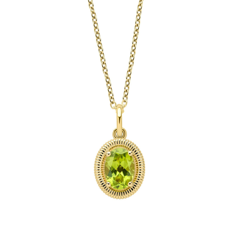 Elements Gold Peridot Oval Ridged Pendant