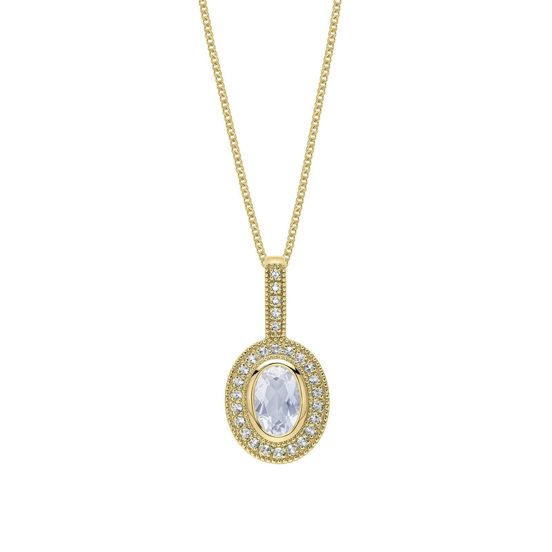 Elements Gold Oval Blue Moonstone and White Topaz Pendant