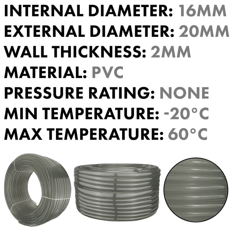 Grey Semi-Transparent PVC Pipe 16mm*20mm