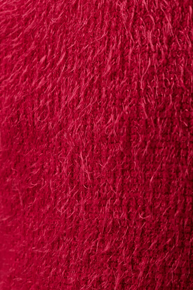 Blanka Eyelash Long Sleeve Jumper - Red